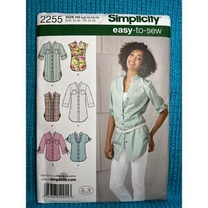 Simplicity 2255 pattern button up shirt tunic size 6 8 10 12 14